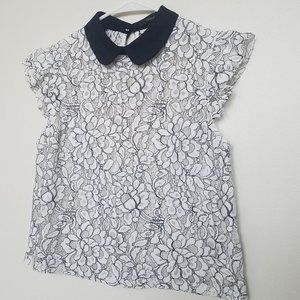 NWOT Forever21 | Black & White Lace Blouse w/ Collar